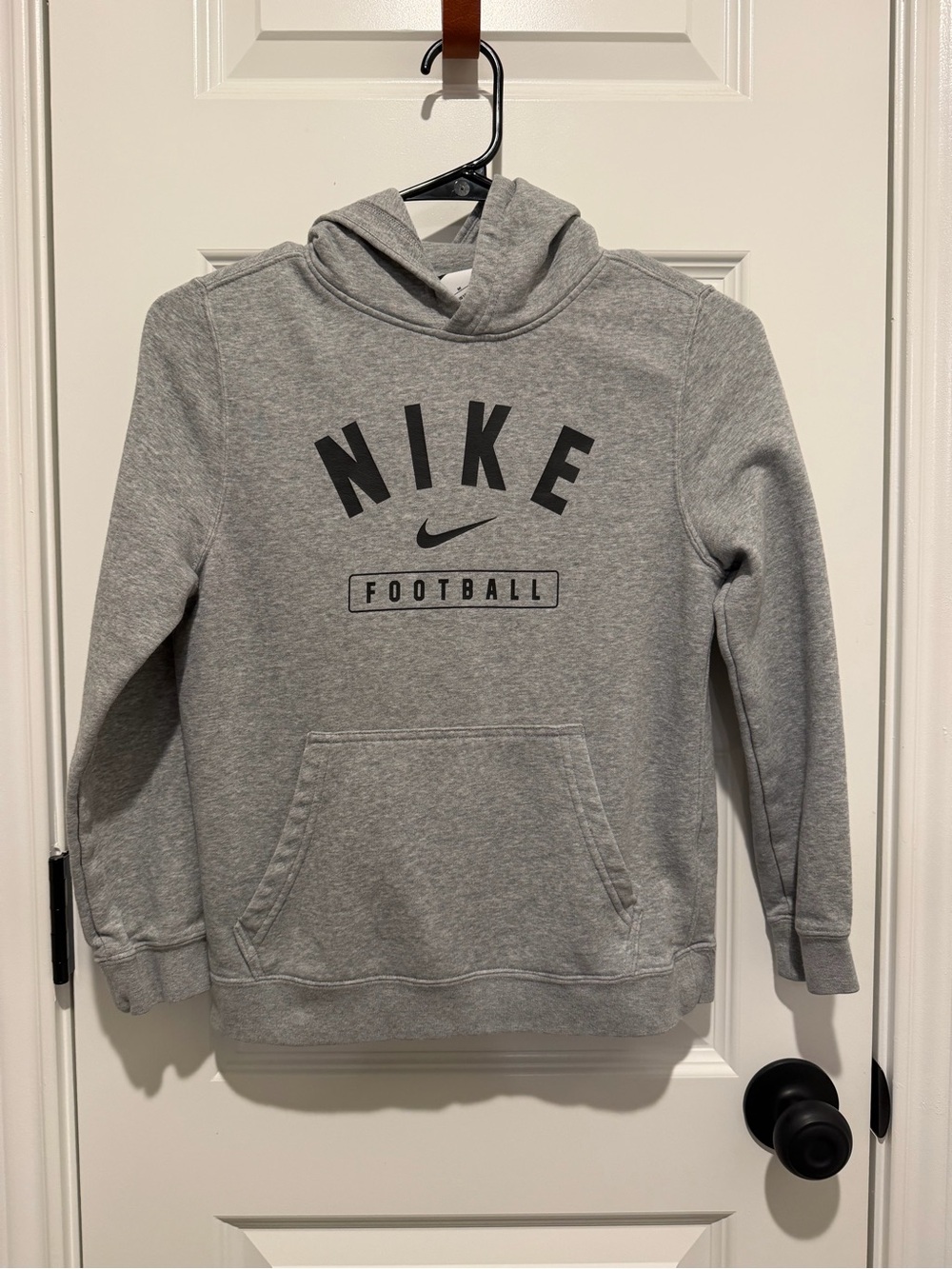 Boys Nike Gray Pullover Hoodie with Black Logo